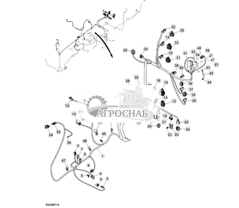 Жгут проводов шасси, с AutoTrac™, без резервного насоса, 15,0 L, двигатель FT4 (для Северной Америки) (24) ( - 801999) - ST841032 224.jpg